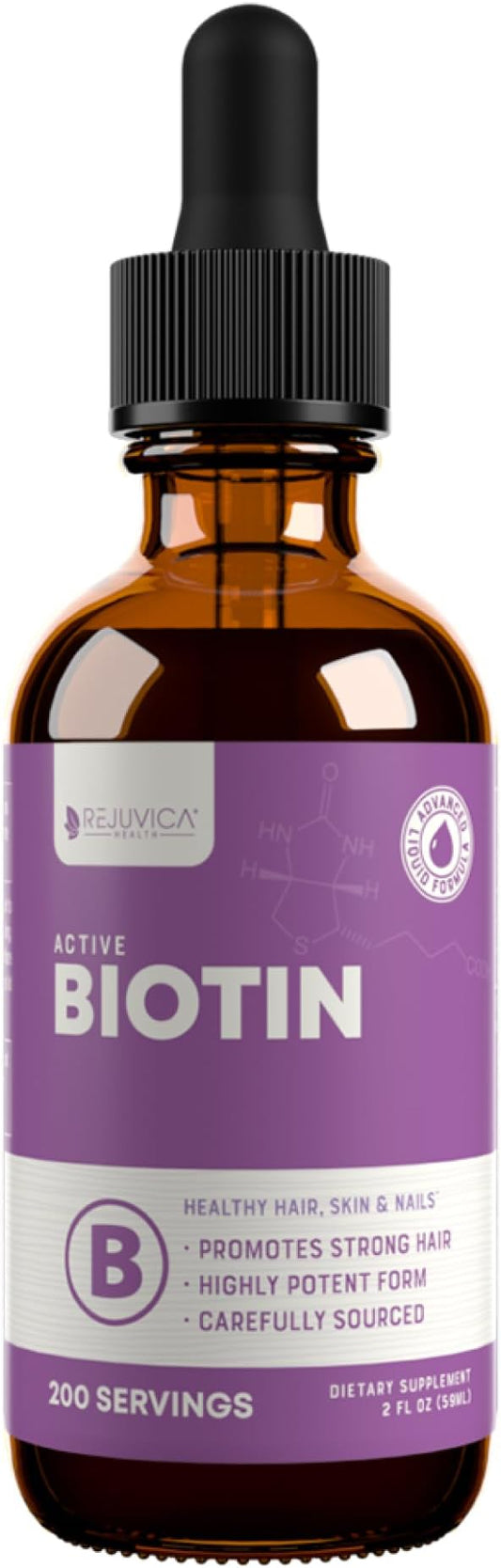 Rejuvica Health Healthy Essentials Biotin - Advanced Liquid Biotin Supplement - 5000mcg Support Hair Skin & Nails