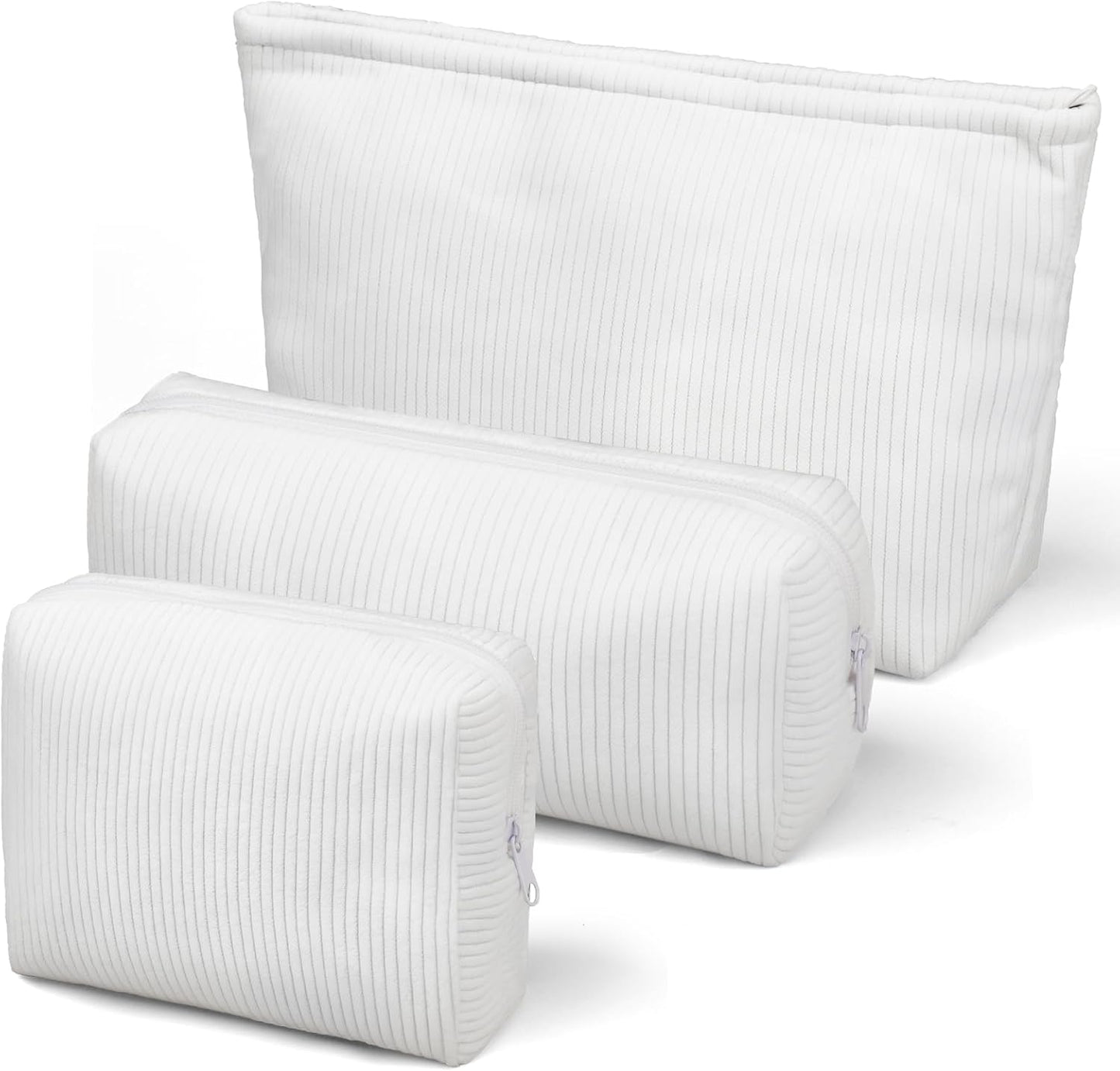 3-Piece Makeup Bag Set, Small Zipper Pouch, Corduroy Makeup Purse, Mini Pouch, Girls Trendy Aesthetic Preppy Stuff