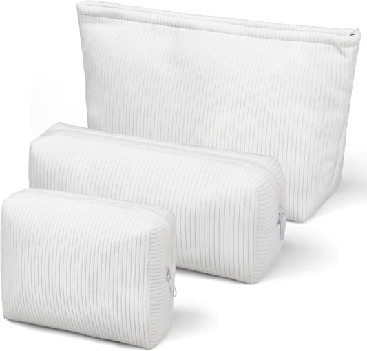 3-Piece Makeup Bag Set, Small Zipper Pouch, Corduroy Makeup Purse, Mini Pouch, Girls Trendy Aesthetic Preppy Stuff