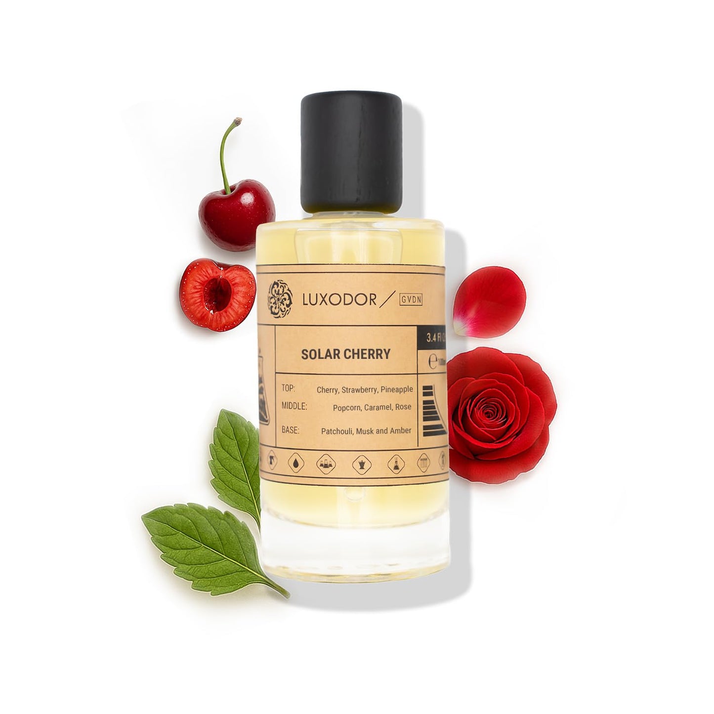 Solar Cherry - Inspired by Miss Cherie - pheromones perfumes for women cologne - dupes fragrances - Clean ingredients - Paraben Free Vegan - 3.4 fl. oz (100ml) with perfume oil 10 ml roll-on