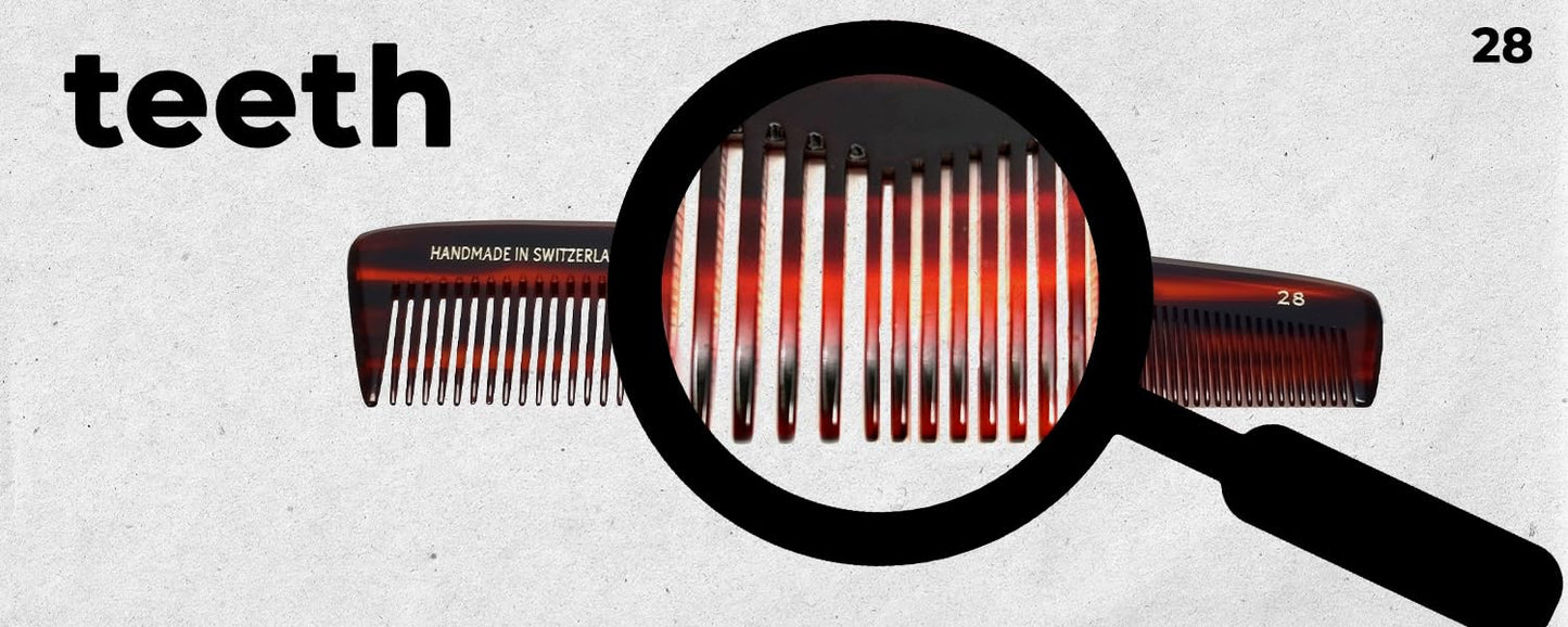 #28 Handmade Wide Narrow Tooth Comb Tortoise Havana Acetate Thick Coarse Curly Thin Fine Straight Hair Detangling Parting Grooming Teasing Hair Styling Hairdresser Barber Hairdressing Wet Dry