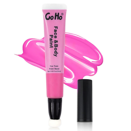 Go Ho Hot Pink Face Paint Stick(0.85oz),Water Based Cream Pink Body Paint Washable,Liquid Concealer,Covers Oil-Free,Halloween Cosplay SFX Foundation Makeup