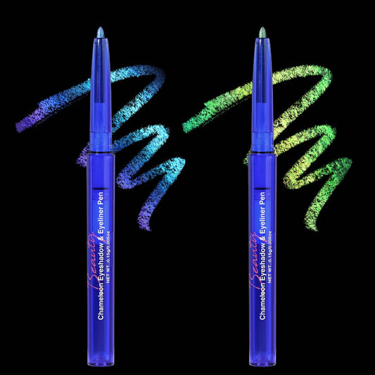 UCANBE 2PCS Chameleon Eyeshadow & Eyeliner Gel Pencil Set - Multichrome Shifting Colors Metallic Glitter Eye Makeup,Waterproof Long-Lasting Smudge-Proof Multi-Dimensional Color