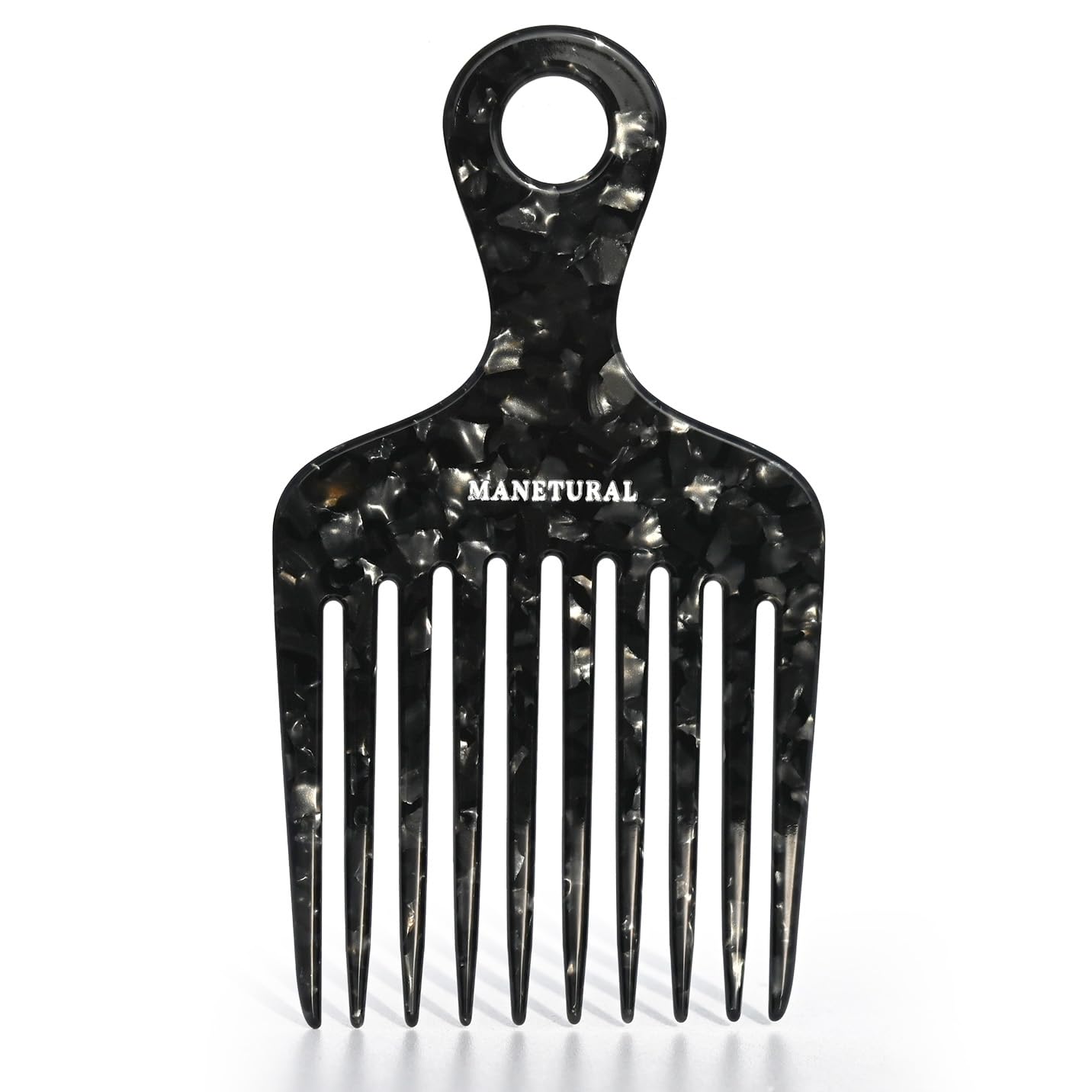 14MX Long-Tooth Comb/Afro Hair Lift Combs for Women's Curls and Men's Beards - Hand-Made, Hand-Crafted Beauty for Effortless Styling (black, 2 PACK)