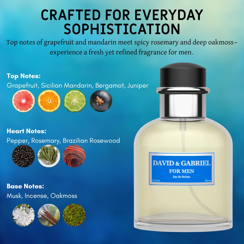 Perfume for Men – INSPIRED by A WORLD RENOWNED MEN’S PERFUME - Grapefruit, Juniper, Rosemary, Oakmoss – Fresh, Aquatic, Crisp, Long-Lasting – Eau De Parfum 100 ml (3.4 fl oz)