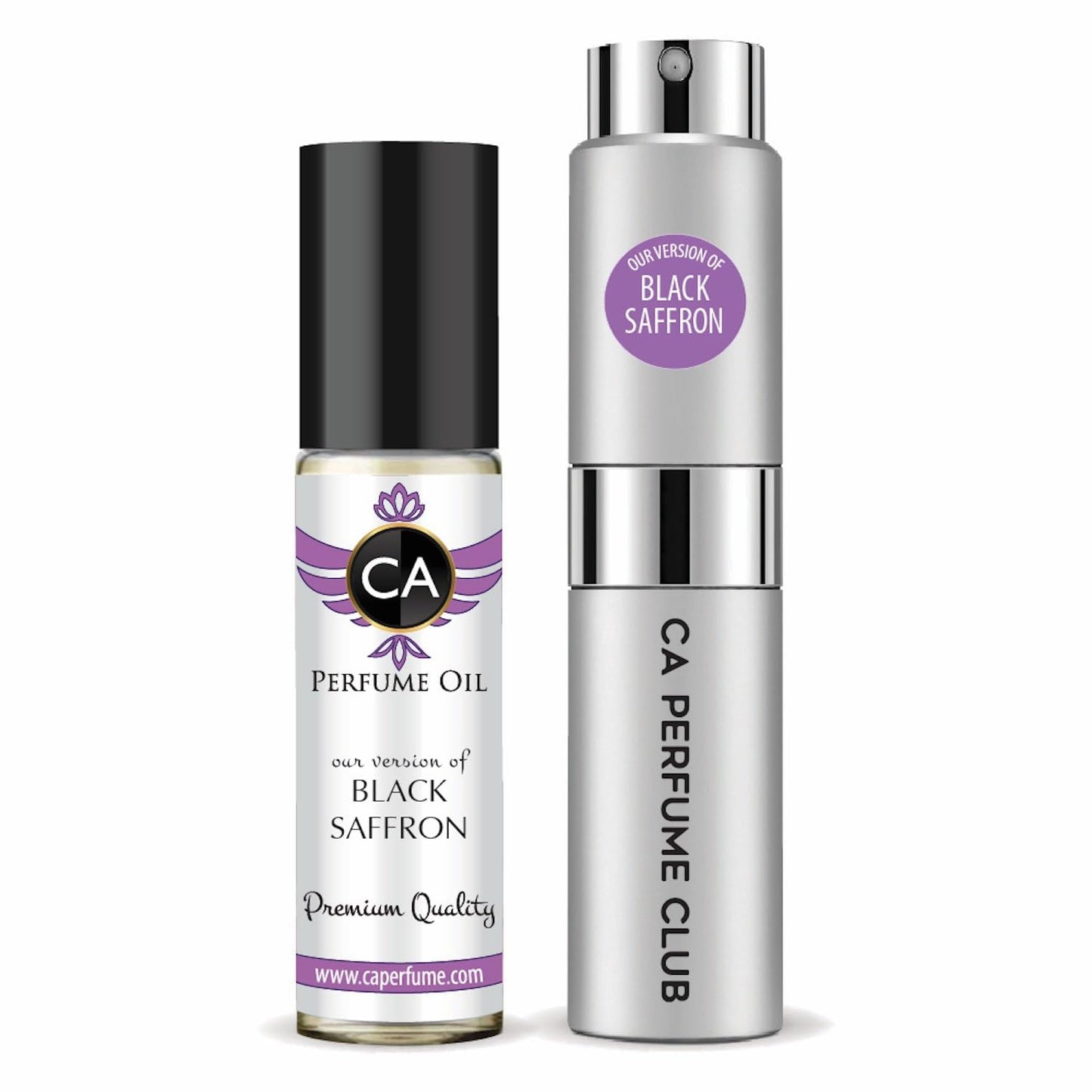 CA Perfume Duo Impression of Black Saffron For Women And Men Perfume Layering Set Long Lasting Travel Size EDP + Body Oil Roll-On Bottle 0.27 Fl Oz+0.33 Fl Oz