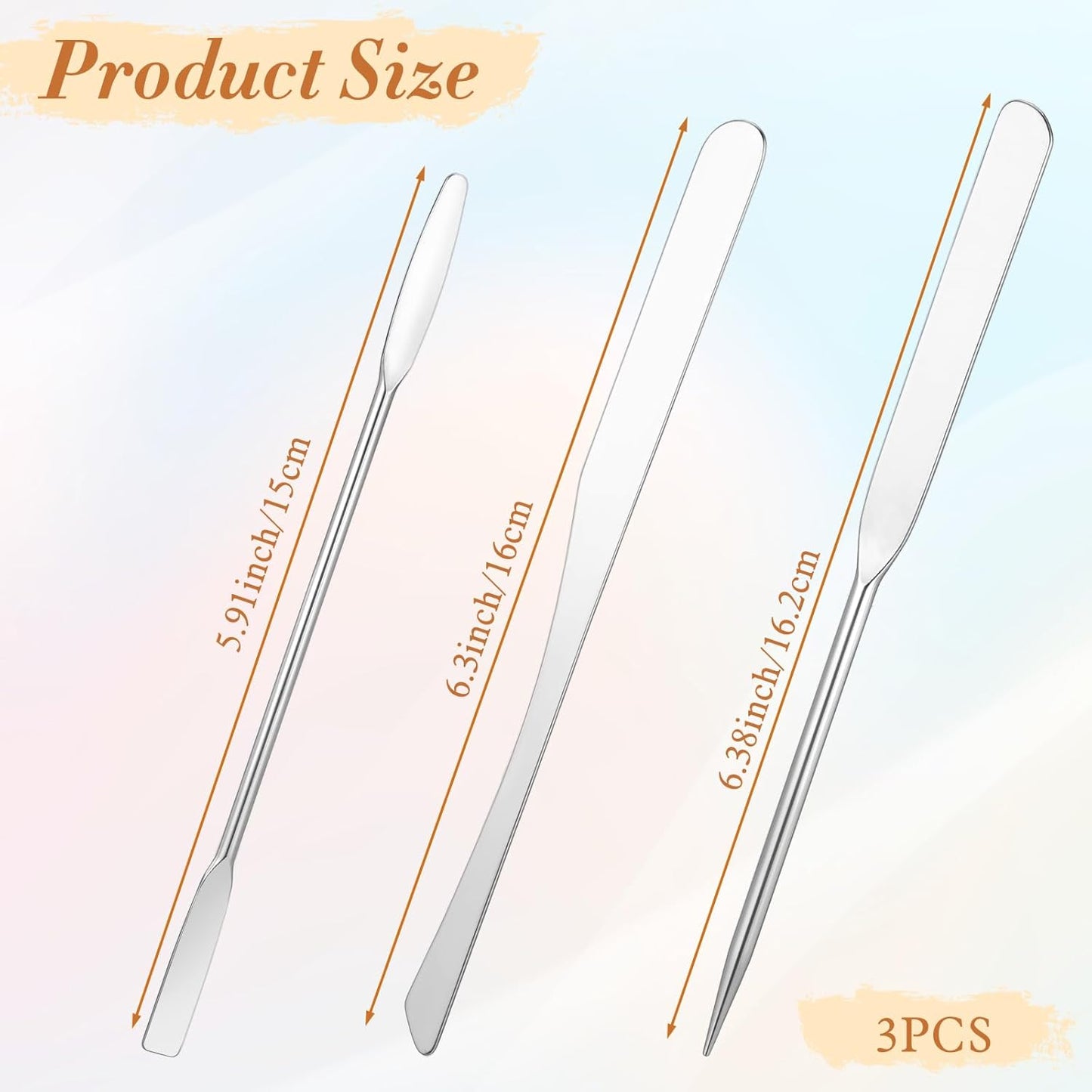 Stainless Steel Makeup Spatula with Leather Case, 3PCS Beauty Face Cream Applicator Double Edged Face Mask Spatulas Cosmetic Mixing Tools for Foundation, Face Cream, and Beauty Applications