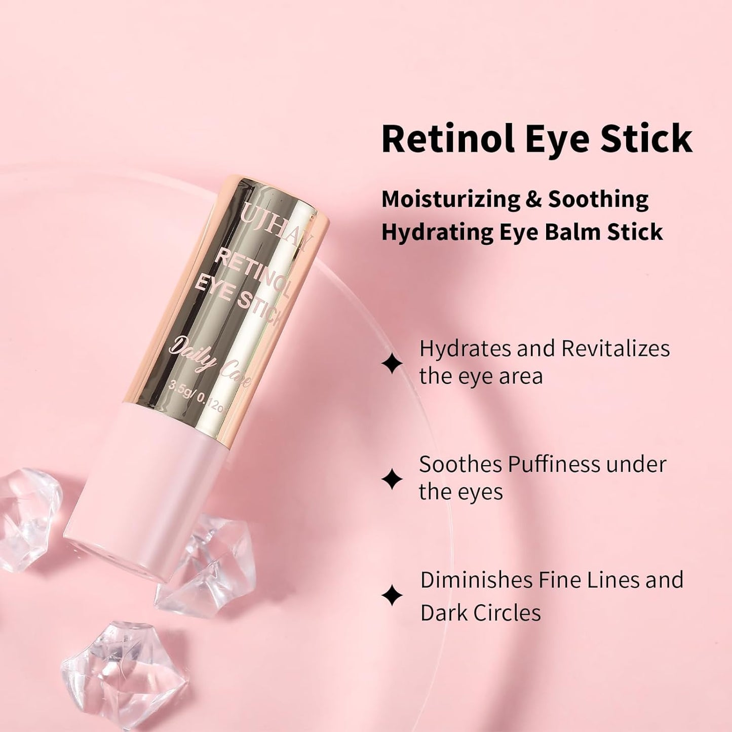 Retinol Eye Stick, Anti-Aging Eye Cream for Wrinkles, Dark Circles, Puffiness & Bags Under Eyes, All-in-one Multi Eye Balm with Caffeine, Vitamin C, Hydrating & Firming Skin