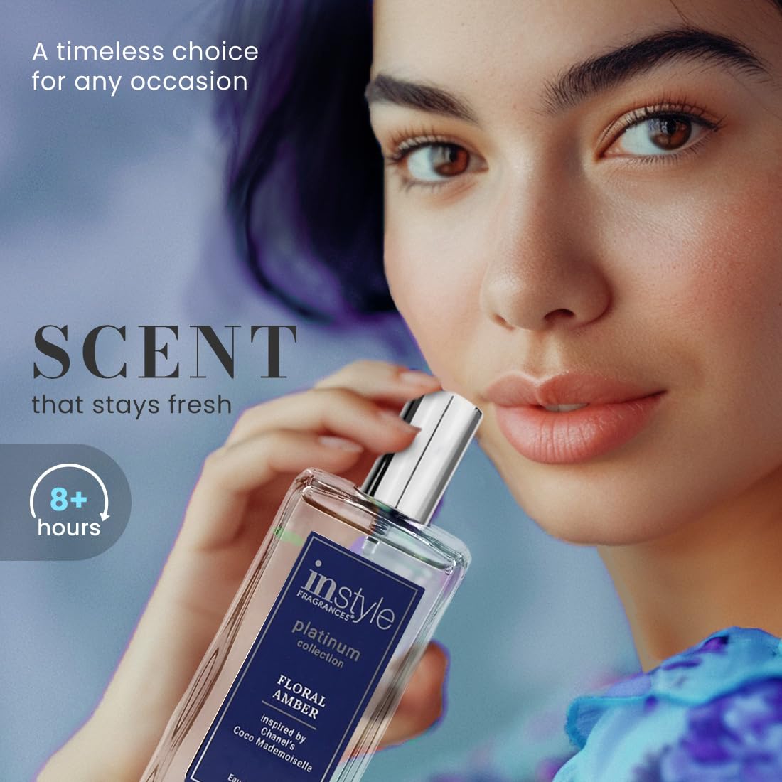 Instyle Fragrances, Platinum Collection, Floral Amber, Inspired by Chanel's Coco Mademoiselle, Women’s Eau de Parfum, CLEAN, Vegan, Paraben-Free, Never Tested on Animals, 3.4 Fluid Ounces