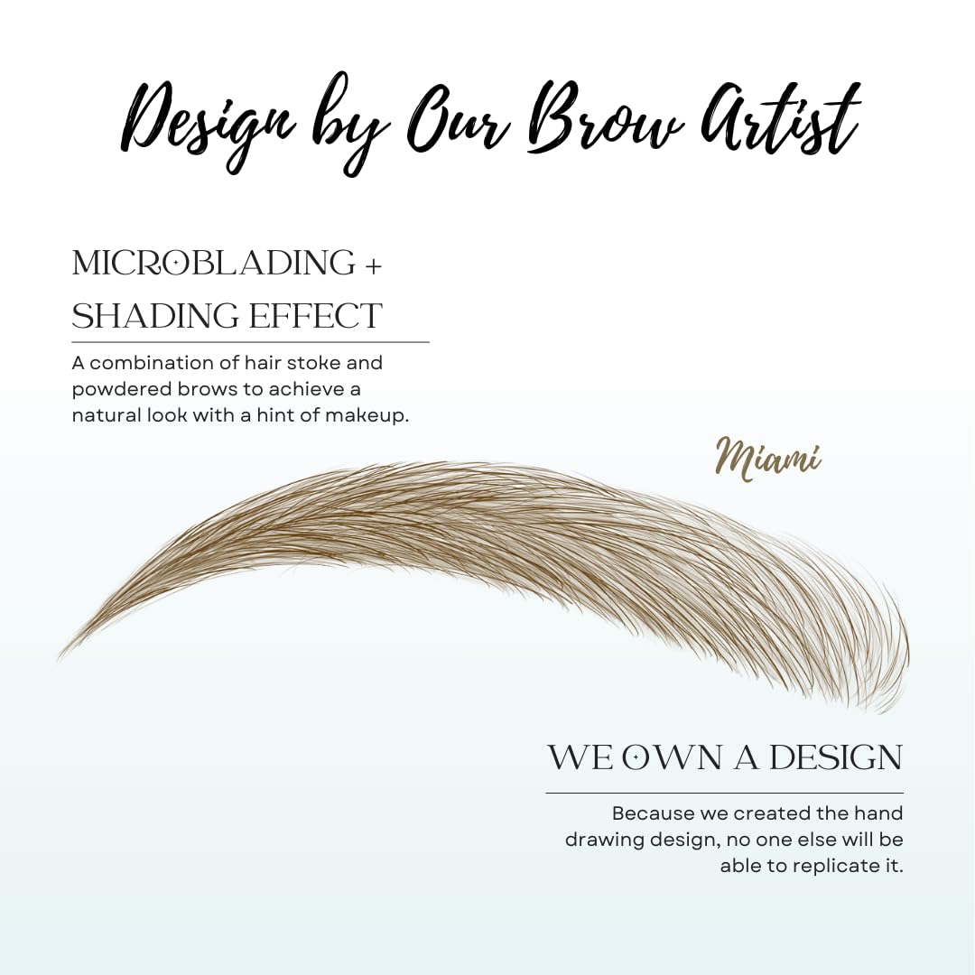 Bliss and Beyond USA, 2 sheets eyebrow tattoo waterproof sticker, Long Lasting, Natural Looking Fake Eyebrow for Alopecia, Chemo, Cancer. Same Size eyebrow tattoos (Dramatic Miami, Light Brown)