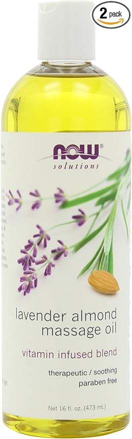 NOW Lavender Almond Massage Oil, 16-Ounces (Pack of 2)