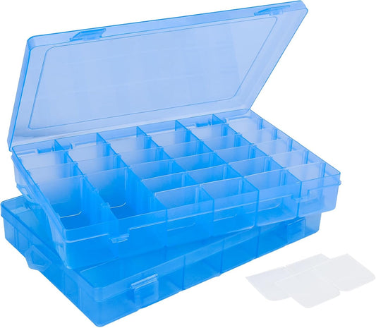 Nail Organizer Storage Box 36 Grids, 2 Pack Rhinestone Container, Acrylic Press Fake Nail Tip Craft Art Accessories Plastic Empty Case, Display Holder for Jewelry Diamond Charms Gem Bead Polish