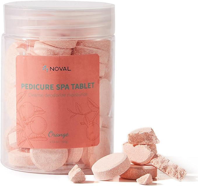 NOVAL Pedicure Spa Tablet - Fast Dissolving, Gentle & Portable Foot Soak for Softening Calluses & Hydrating Skin, Orange Scent