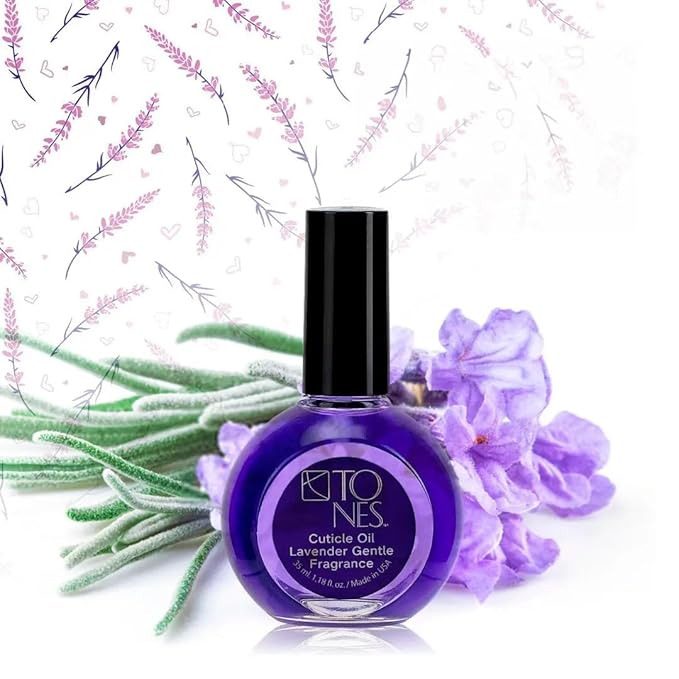 TONES Cuticle Oil - Premium, Skin Conditioning Nail Oil - Hydrates and Repairs Dry, Cracked Cuticles - Cruelty Free, 7-Free Nail Supplies - Made In The USA (1.18 Fl Oz, Lavender)