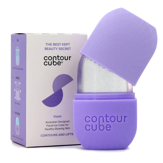 Contour Cube Mini - Revolutionary Ice Roller for Sculpting & De-Puffing - Face Ice Roller & Massager - Ice Mold for Face - Compact Skin Care Tools for Daily Skincare & Travel - Violet