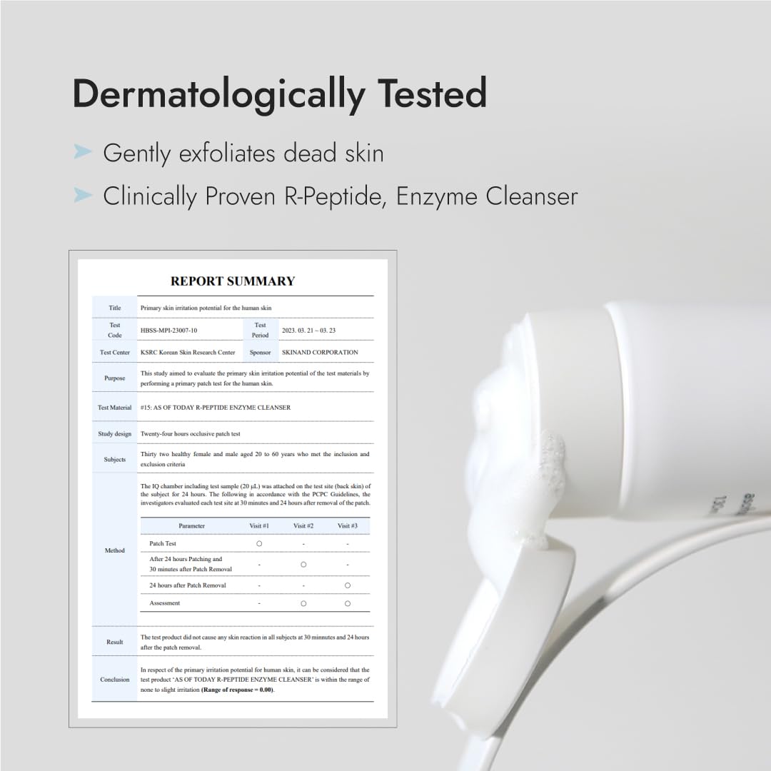 AS OF TODAY R-Peptide Enzyme Cleanser | Gentle Daily Face Wash with Peptides & Plant Enzymes | Hydrating Brightening Non-Foaming Cleanser for Sensitive & Dry Skin | Clean Beauty 3.3 fl oz