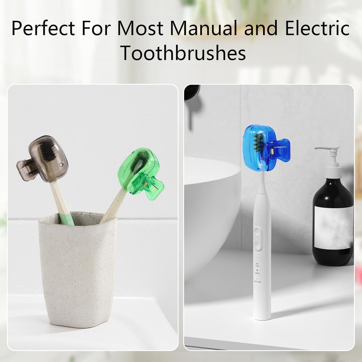 Tecbeauty 12Pcs Toothbrush Head Covers Travel Toothbrush Protector Cap Brush Pod Case Protective Plastic Clip for Household Travel, Camping, Bathroom, Multiple Color