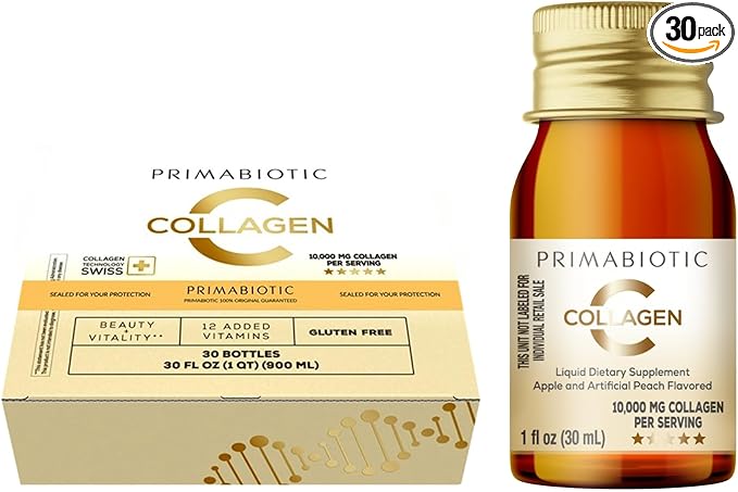 Liquid Collagen - High Collagen Content [10,000 Mg] Per Serving - Hydrolyzed Collagen and 12 Vitamins - Gluten Free- 900 Ml - Pack of 30 Bottles x 30 Ml (1)