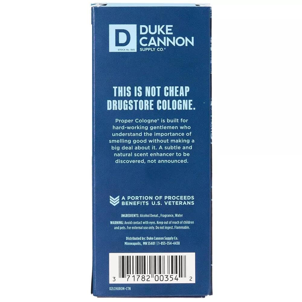 Duke Cannon Proper Cologne Huron | Men's Eau de Parfum | Fresh Water and Neroli | Aquatic, Fresh, Long-Lasting Scent | 1.7 fl oz