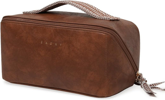 EACHY Travel Makeup Bag,Large Capacity Cosmetic Bags for Women,Waterproof Portable Pouch Open Flat Toiletry Bag Pattern Makeup Bag