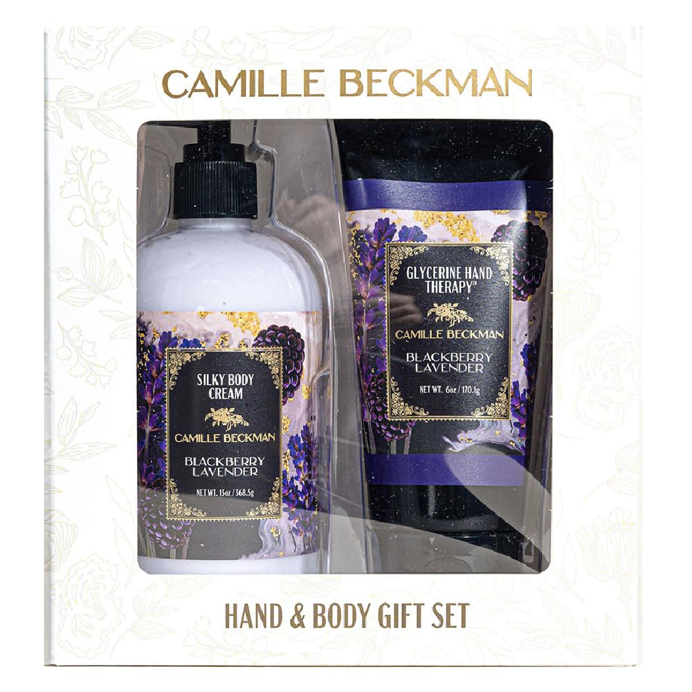 Camille Beckman Hand and Body Duet Set, Silky Body and Glycerine Hand Cream, Blackberry Lavander