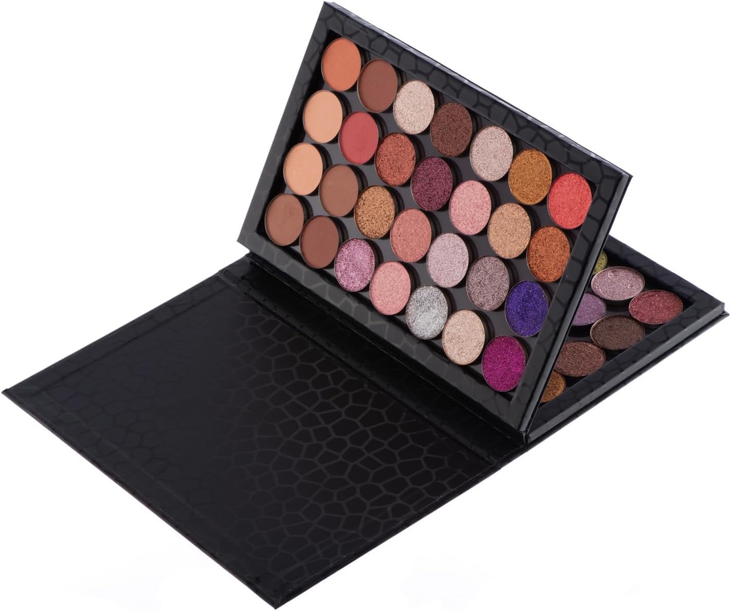 Allwon 2-Layer Book Shaped Magnetic Palette Large Empty Makeup Palette Storage Box for Eyeshadow Lipstick Blush Powder (Black)