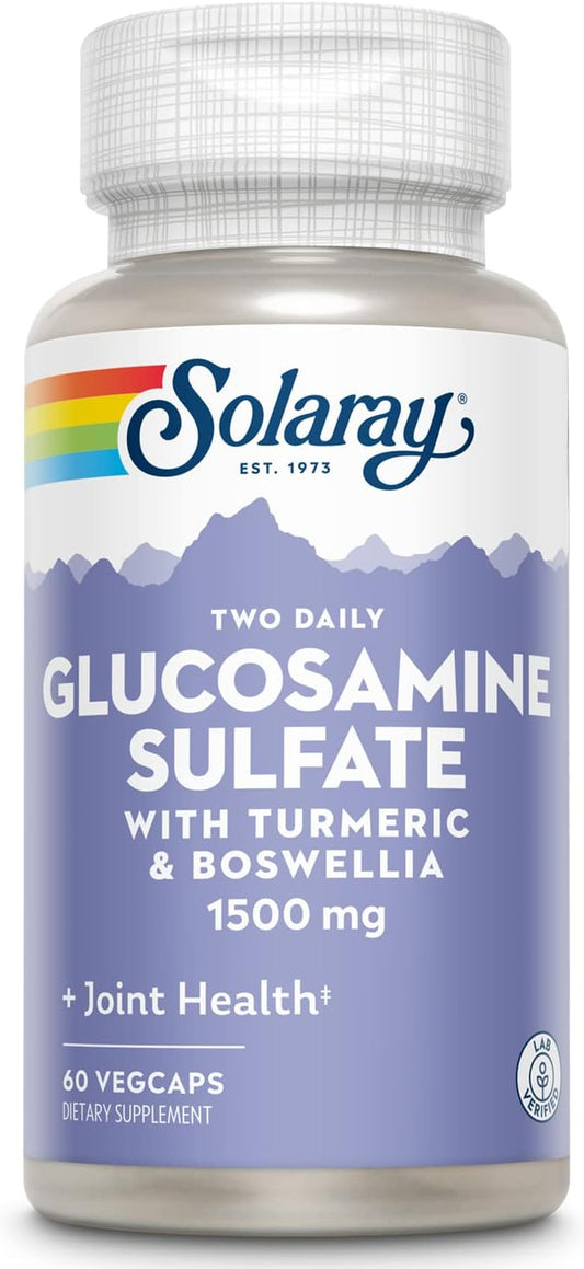SOLARAY Glucosamine Sulfate 1500mg, Healthy Joint 60-Day Money 30 Serv, 60 VegCaps
