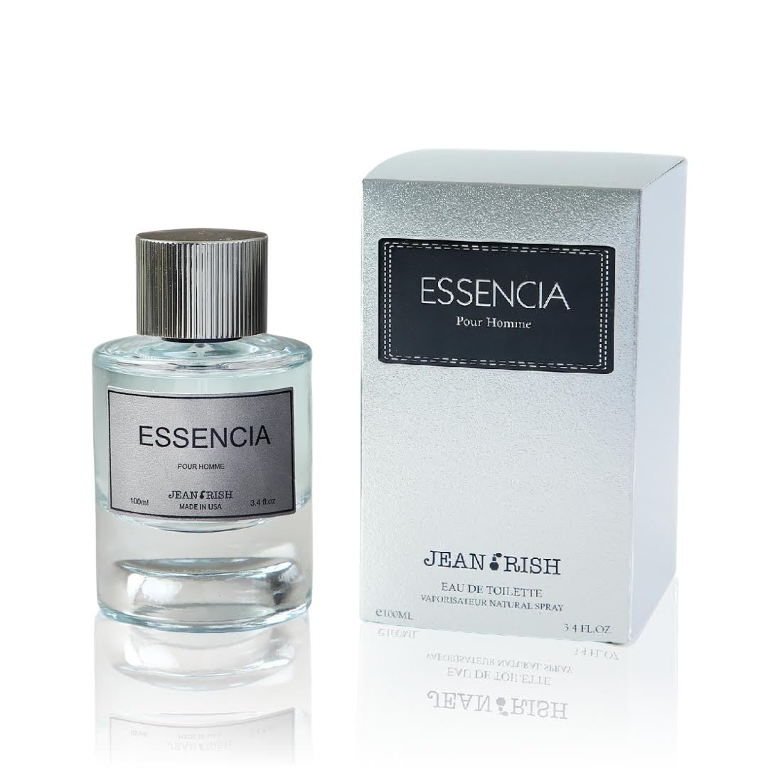Jean Rish Essencia Pour Homme Eau De Parfum for Men (3.4 Fl Oz / 100ml) with Mint, Lemon & Vanilla Notes - Long Lasting and Luxury Fragrance, Made in USA