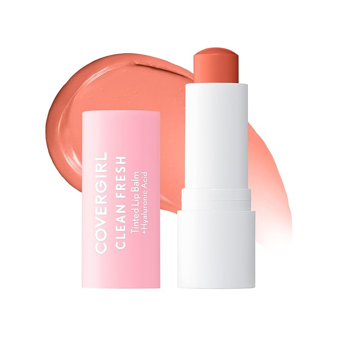 CoverGirl Clean Fresh Tinted Lip Balm, Vegan Formula, Hydrating, Natural Finish, Cruelty Free, Made for Peach, 1 Count