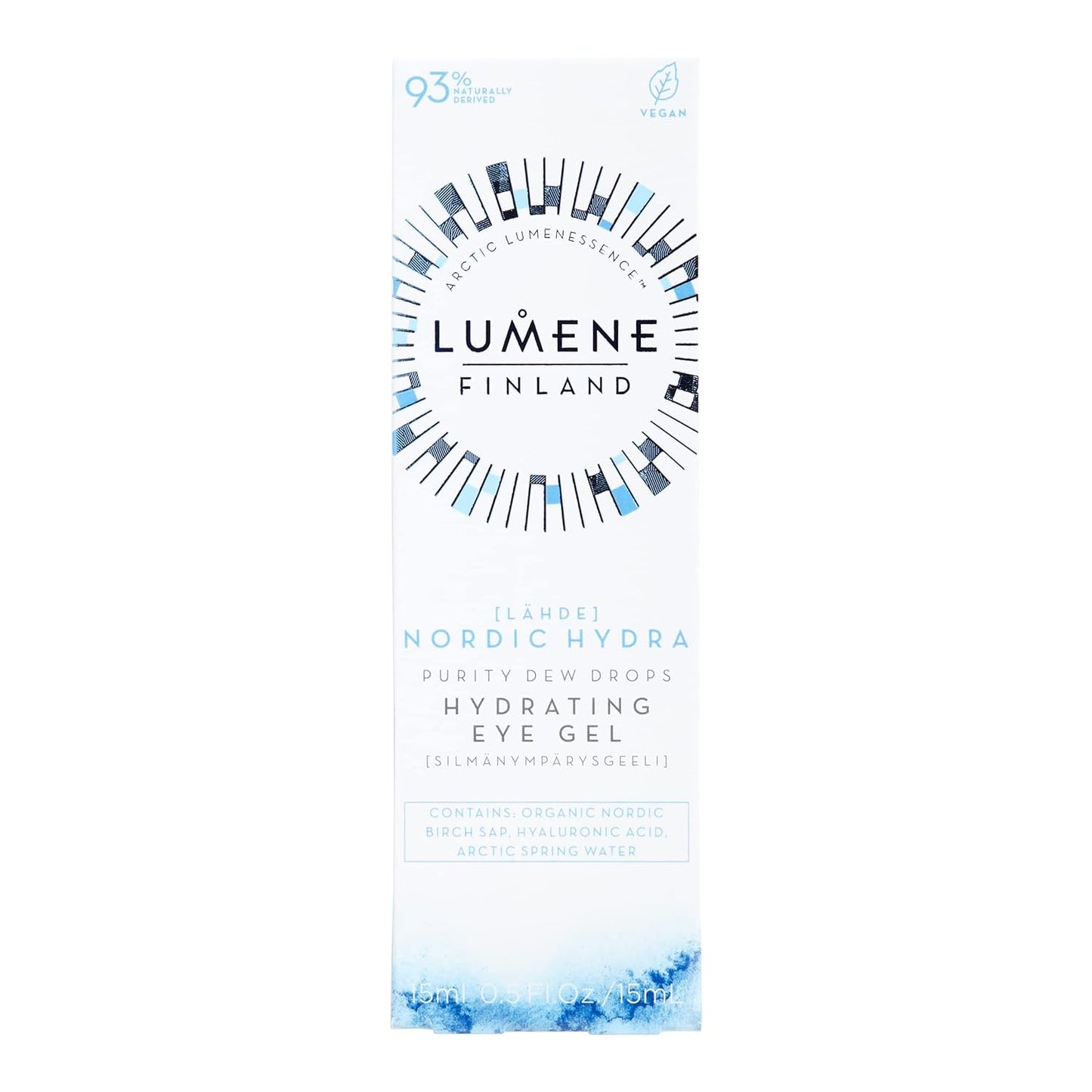 Lumene Purity Dew Drops Hydrating Eye Gel - Dark Circle Eye Cream with Hyaluronic Acid & Under Eye Serum + Puffy Eyes Treatment, 15ml