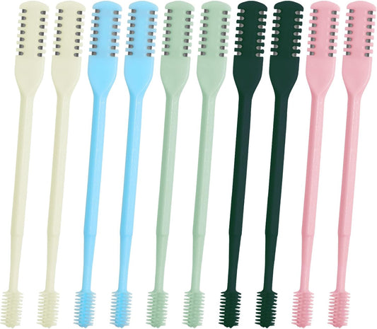 10 PCS 2-in-1 Nasal Hair Cutter,Double Sided Nose Hair Knife,Upgrade Double Sided Nose Hair Knife,Nasal Hair Cutter for Men Women, Soft Cleaning Brush (5 Colors)