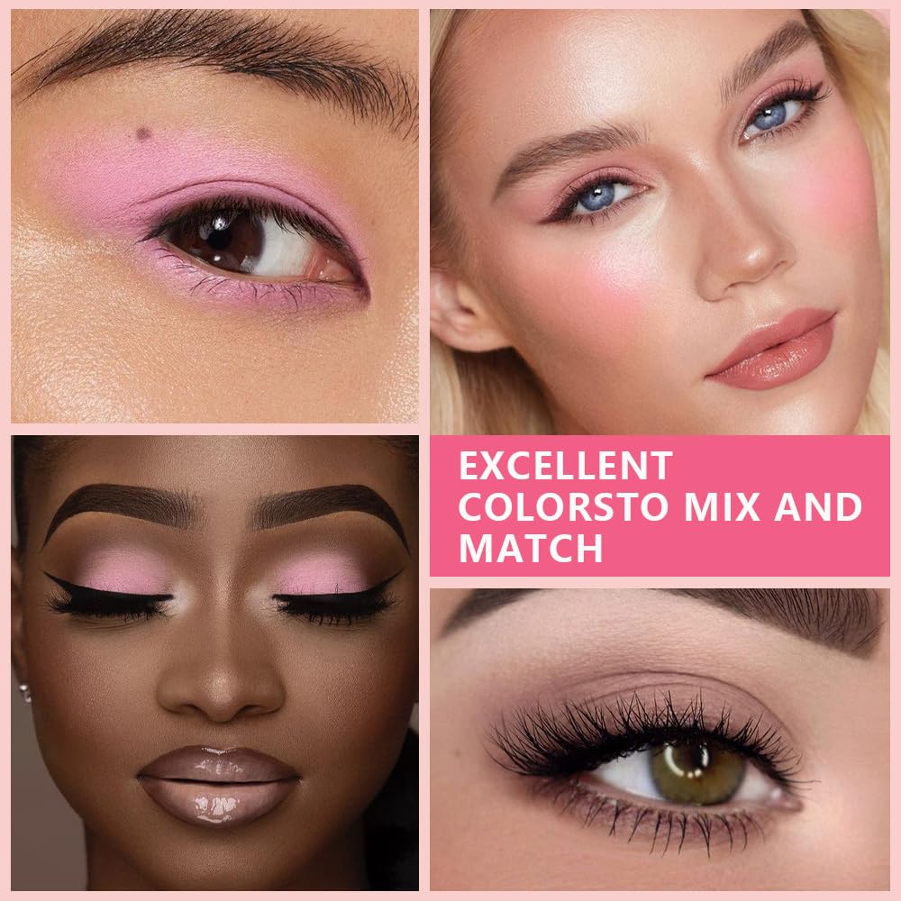 AMY'S DIARY 16 Colors Rose Pink Nude Eyeshadow Palette – Matte & Shimmer Finish – Warm Peach, Mauve, Champagne & Brown Tones – Highly Pigmented, Blendable, Travel Size for woman