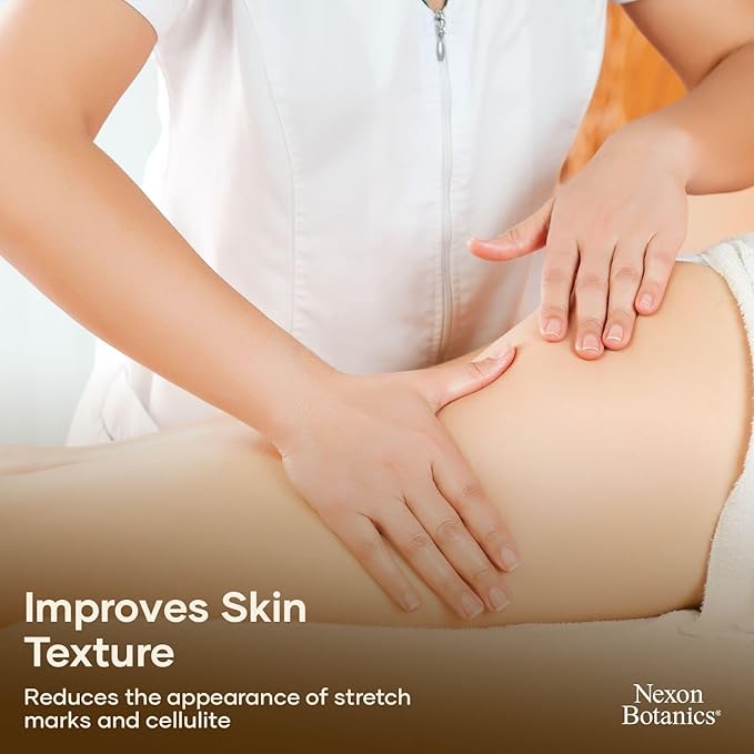Anti-Cellulite Massage Oil for Massage Therapy 8 fl oz - Vegan Collagen Oil for Thighs, Butt, and Legs - Reduces Cellulite for Women and Men - Nexon Botanics