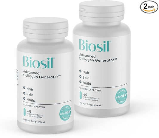 Biosil Collagen Generator - 60 Liquid Capsules, Pack of 2 - with Patented ch-OSA Complex - Generates & Protects Your Own Collagen - GMO Free - 60-Day Supply