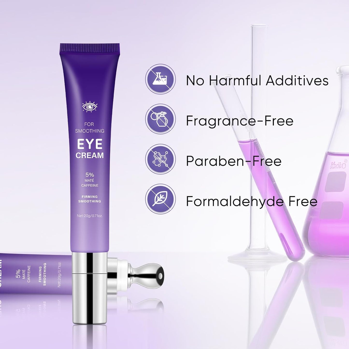 Eye Cream Anti Aging, 5% Mate Caffeine Dark Circle Under Eye Cream with Roller, Eyes Bags Treatment for Men, Undereye Dark Circles Puffy Eye Bag Remover for Tightening Wrinkle Puffiness 0.71 OZ