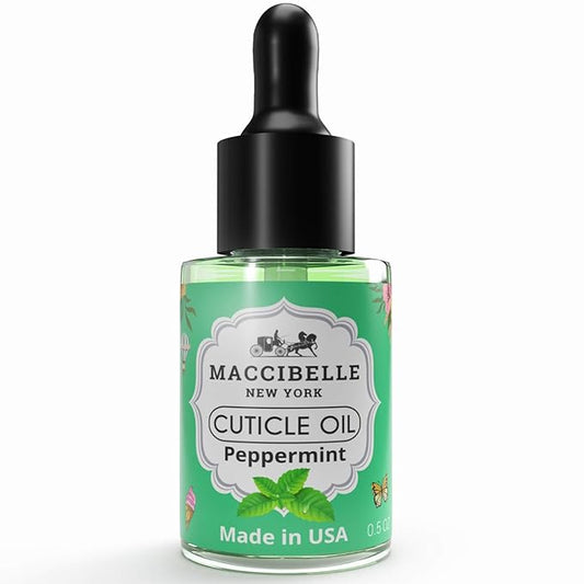 Maccibelle Cuticle Oil 0.5 oz - Heals Dry Cracked Cuticles (Peppermint, 0.5 Fl Oz)