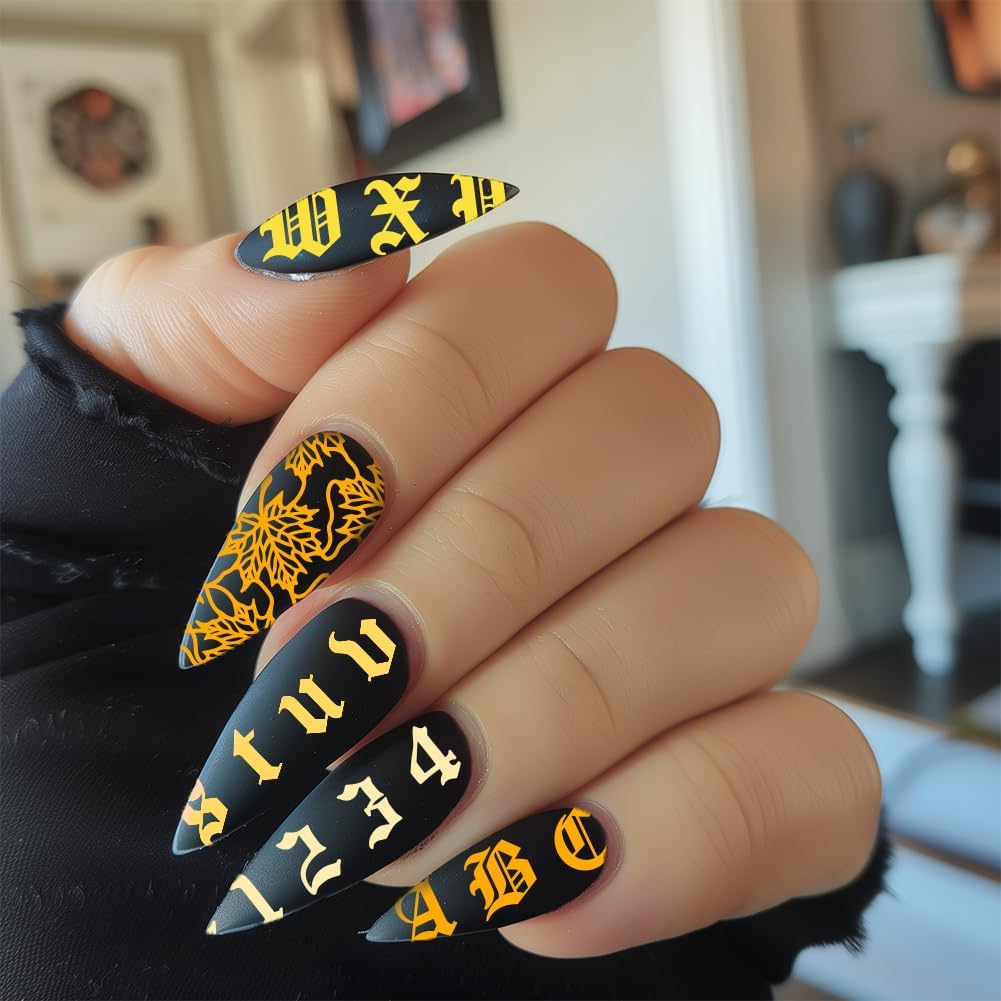 3Pcs Flame Nail Stamping Plate Letter Number Leaves Nail Stamp Templates Nail Art Stamp Plates Image Plate Stainless Steel DIY Reusable Tools with Stamper Scraper for Manicure Printing