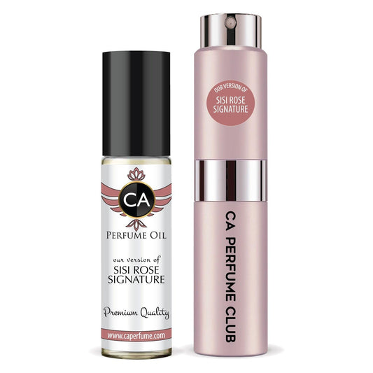 CA Perfume Duo Impression of Sisi Rose Signature For Women Perfume Layering Set Long Lasting Travel Size EDP + Body Oil Roll-On Bottle 0.27 Fl Oz+0.33 Fl Oz