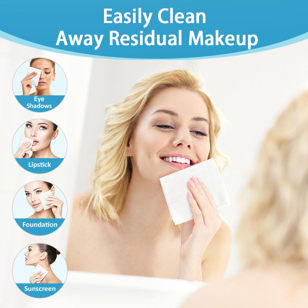 HOMEXCEL Face Towels 50 Count, Disposable Makeup Remover Wipes, Super Soft Biodegradable Dry Facial Hand Clean Facial Towels Wash Cloth