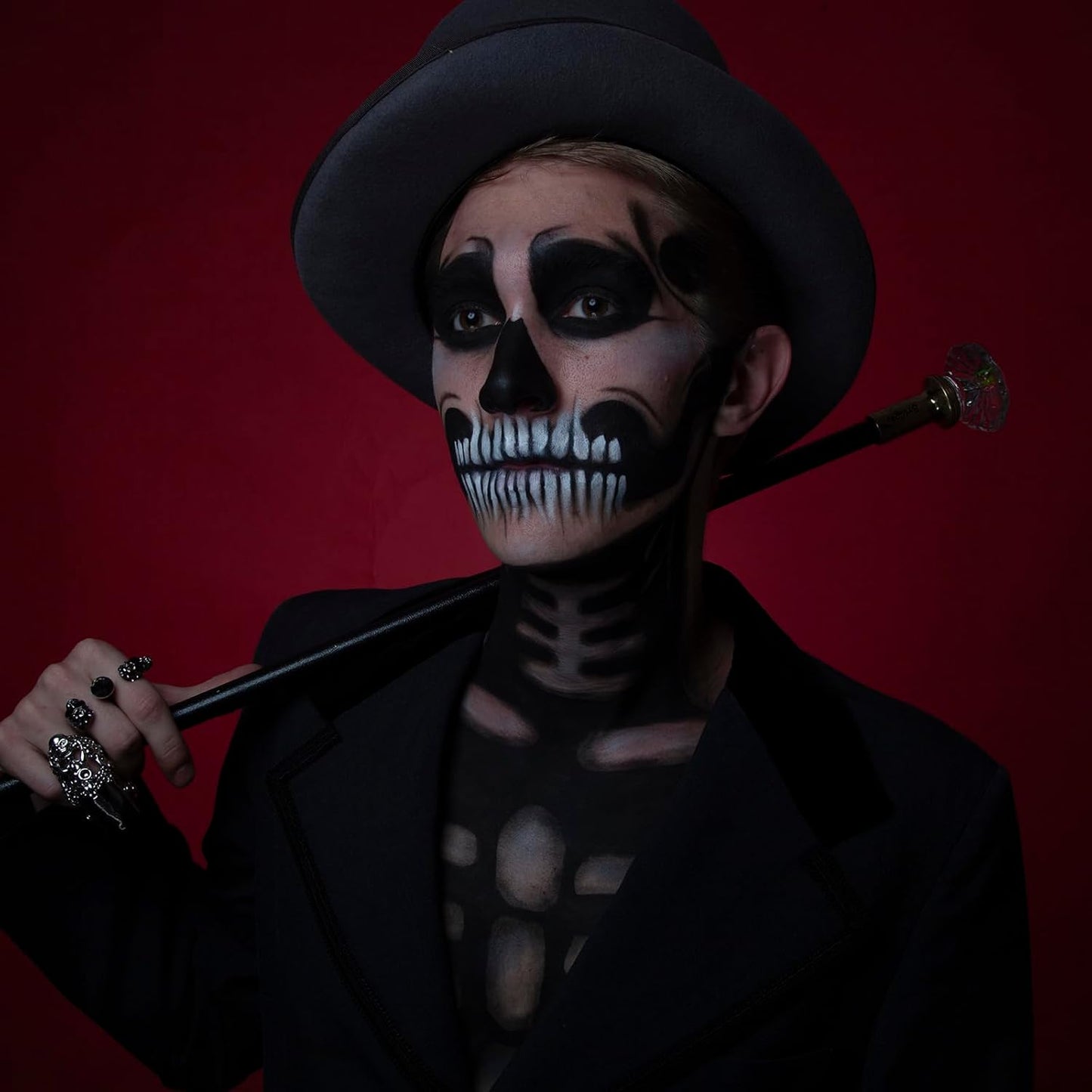 Mysense Black Face Body Hair Paint Stick,Water Based Washable Temporary Hair Color,Non-toxic Cream Body Paint Stick for Adults and Chidren Halloween Skull Skeleton Zombie Cosplay Makeup,0.5oz