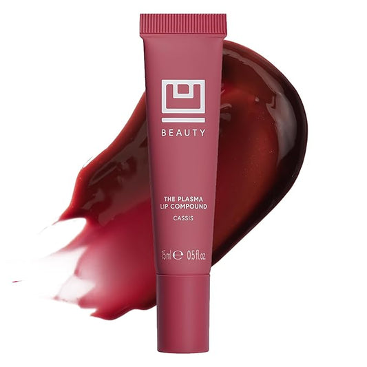 U Beauty The PLASMA Tinted Lip Compound Anti-Wrinkle & Anti-Aging Treatment - Shimmery Plumping Lip Gloss with Hyaluronic Acid, Shea Butter, Salicylic Acid & Peptides to Deeply Hydrate,Cassis - 15 mL