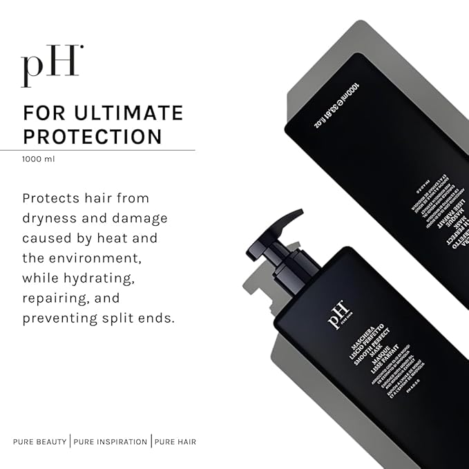 pH PURE HAIR Smooth Perfect Anti Frizz Hair Mask - Softens and adds shine for Frizzy, Unruly Hair, Enriched with Monoi Oil and Magnolia Extract 33.8 Oz