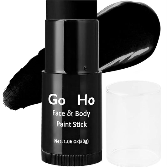 Go Ho Cream-Blendable Black Face Paint Stick (1.06 oz),Full-coverage Face Body Paint for Adult Children Halloween Cosplay Skull Zombie Vampire Skeleton SFX Makeup,Waterproof Eye Black Stick