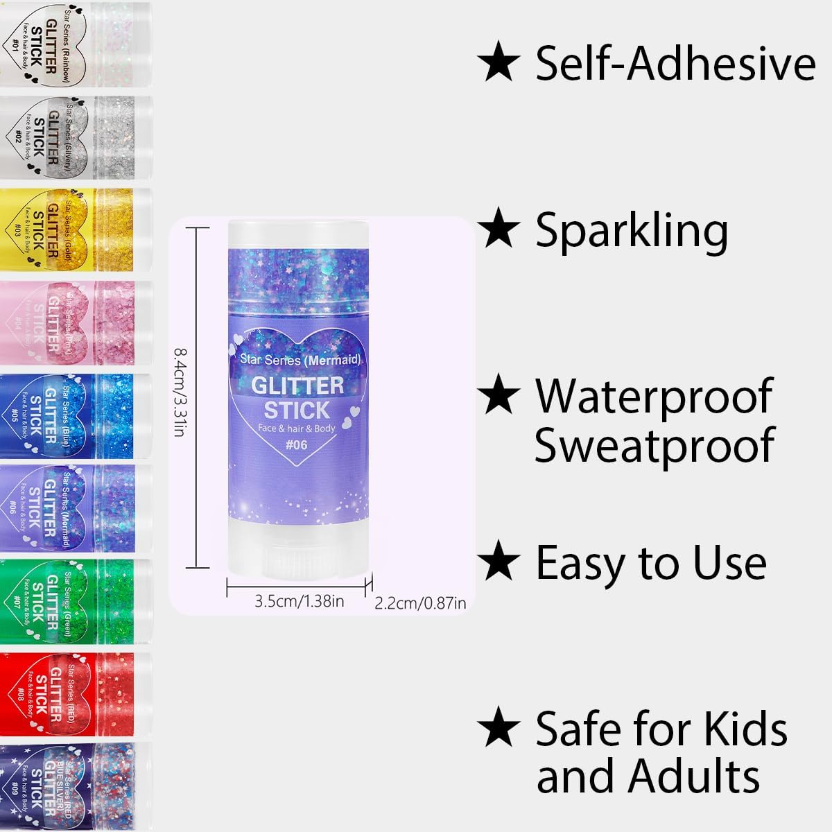 Mysense Purple Body Glitter Stick,Mardi Gras Accessories,Sparkling Face Hair Glitter,Mermaid Sequins Chunky Glitter Face Paint,Singer Concert Outfit Festival Rave Accessories for Women and Kids