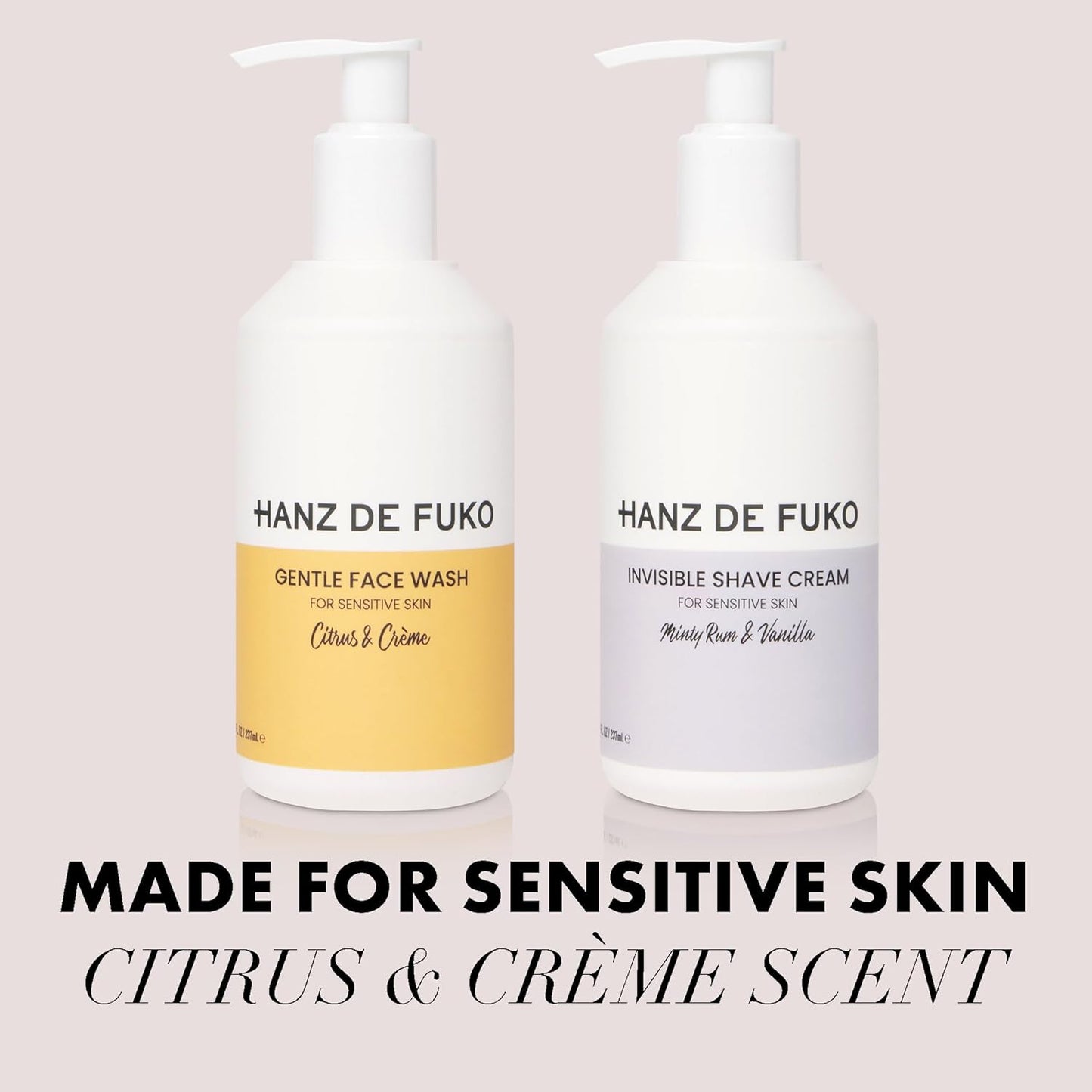 Hanz de Fuko Gentle Face Wash & Invisible Shave Cream Kit – Premium Facial Cleanser (8 oz) & Premium Men’s Shaving Cream (8 oz) – Made for Sensitive Skin, Hypoallergenic, Sulfate and Paraben Free