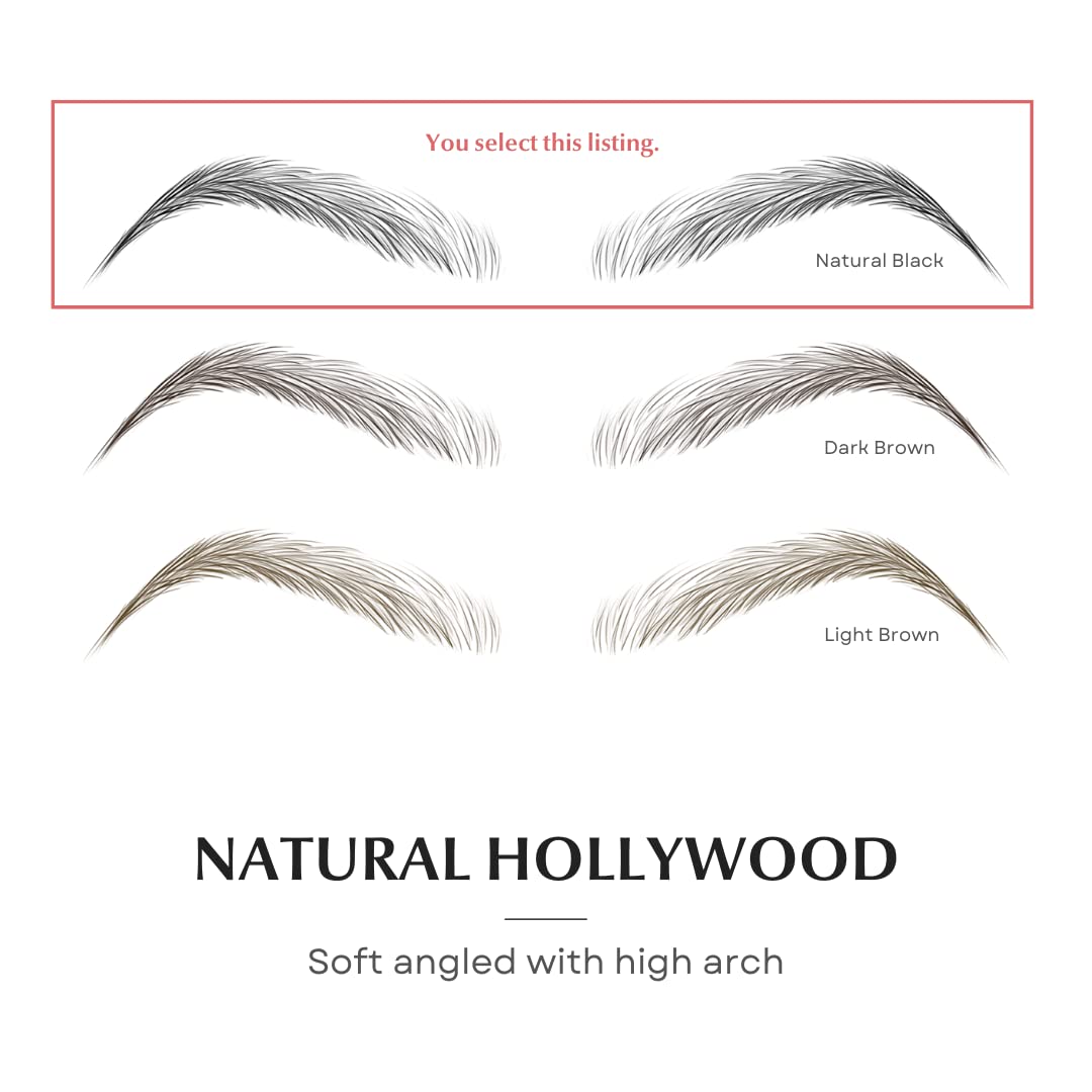 Bliss and Beyond USA | Waterproof Eyebrow Tattoo Stickers. A real hair stroke look. Hair replacement without surgery. Solution for hair loss. Tinted eyebrow tattoos. (New Hollywood, Natural Black)