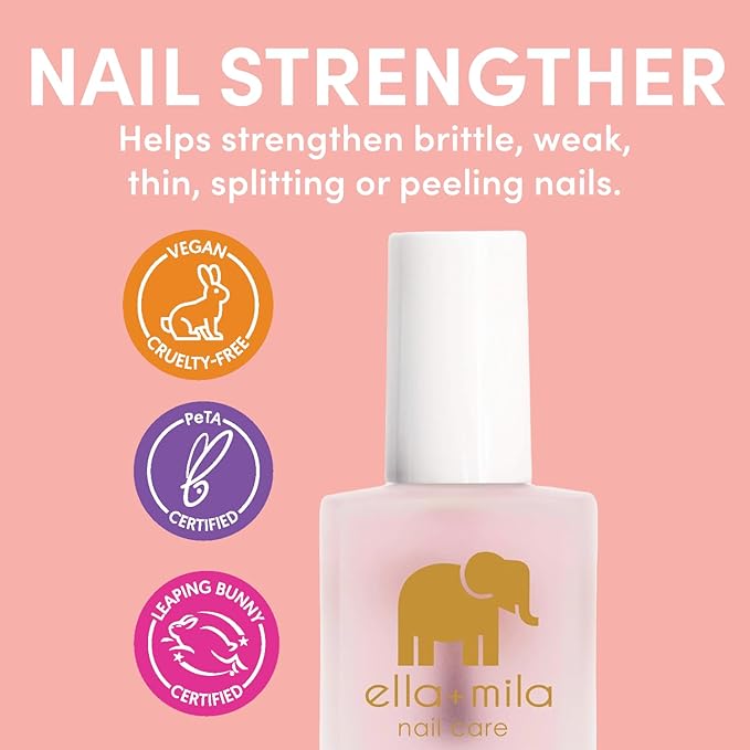 ella+mila "First Aid Kiss" Nail Strengthener and Growth treatment- Nail Repair Solution & Growth Treatment for Thin, Brittle & Damaged Nails - Nail Hardener with Vitamin E (0.45 fl oz)