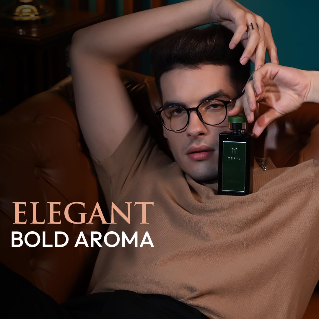 Merve Supreme Premium Long Lasting Fragrance Luxury Scent For Men | Aromatic, Amber, Musk | Perfumes For Men | 3.4 Ounces