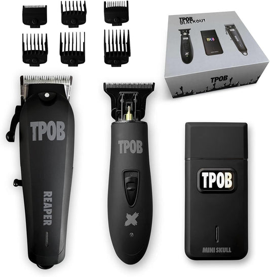 TPOB Slime 2 Black Clipper Trimmer Shaver Set Barber Hair Clippers for Men 6800 RPM with Rubber Case