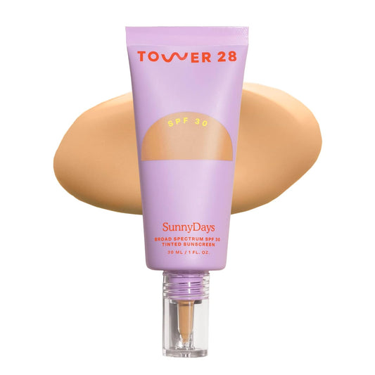 Tower 28 Beauty SunnyDays SPF 30 Tinted Sunscreen For Sensitive Skin - 2-in-1 Facial Broad Spectrum UVA/UVB Protection + Foundation - Shade 20 MULHOLLAND- Light with Golden Neutral Undertones, 1 Fl Oz